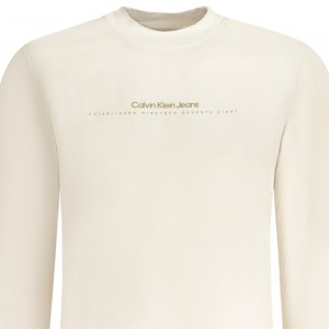 CALVIN KLEIN Ανδρική Μακρυμάνικη Μπλούζα Φούτερ Με Στρογγυλή Λαιμόκοψη J30J327119_BEPDH Εκρού