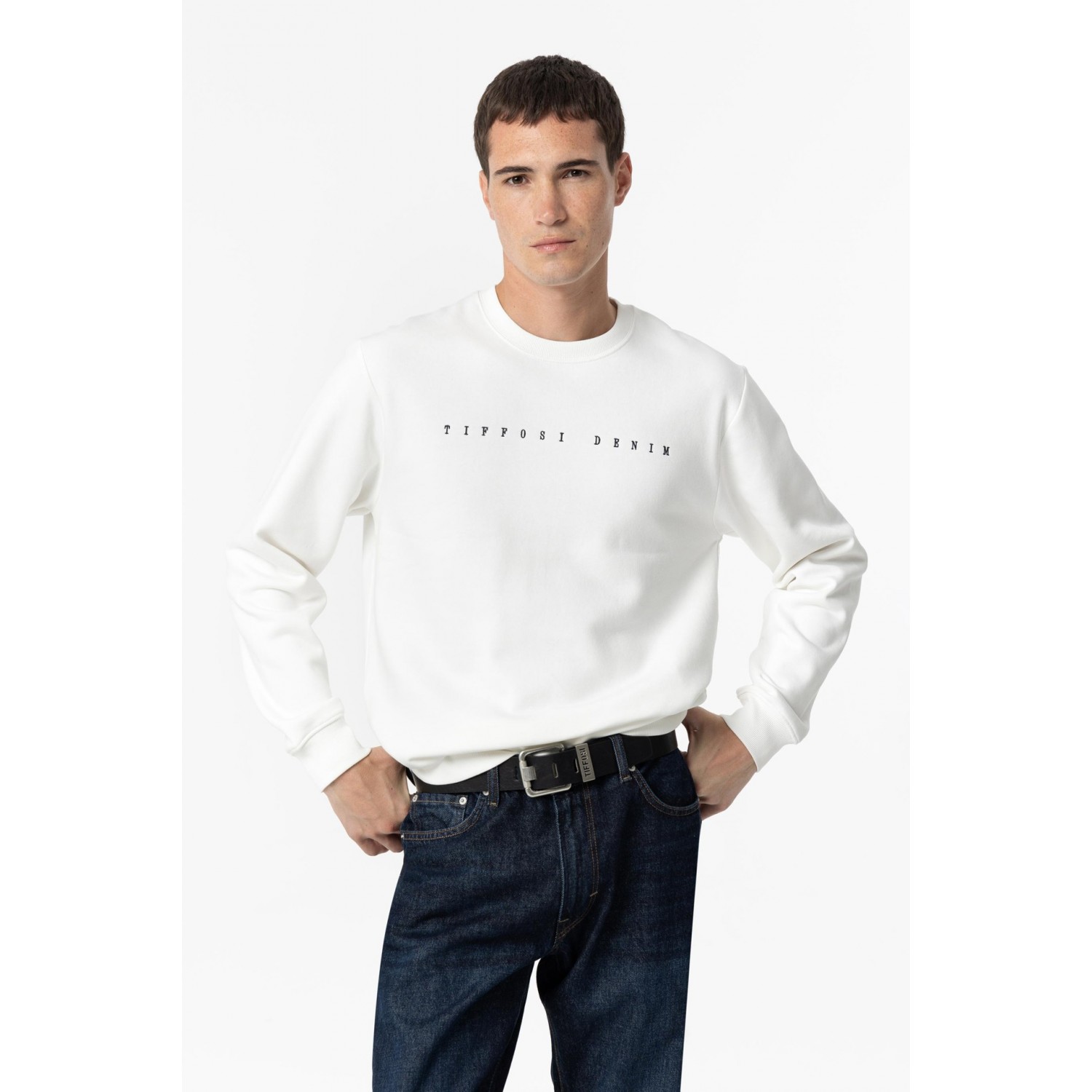 Life Style Butiken Ανδρικό Φούτερ με Στρόγγυλη Λαιμόκοψη LS10056190_101 Λευκό