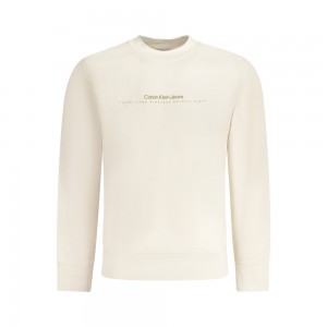 CALVIN KLEIN Ανδρική Μακρυμάνικη Μπλούζα Φούτερ Με Στρογγυλή Λαιμόκοψη J30J327119_BEPDH Εκρού