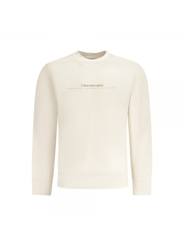 CALVIN KLEIN Ανδρική Μακρυμάνικη Μπλούζα Φούτερ Με Στρογγυλή Λαιμόκοψη J30J327119_BEPDH Εκρού