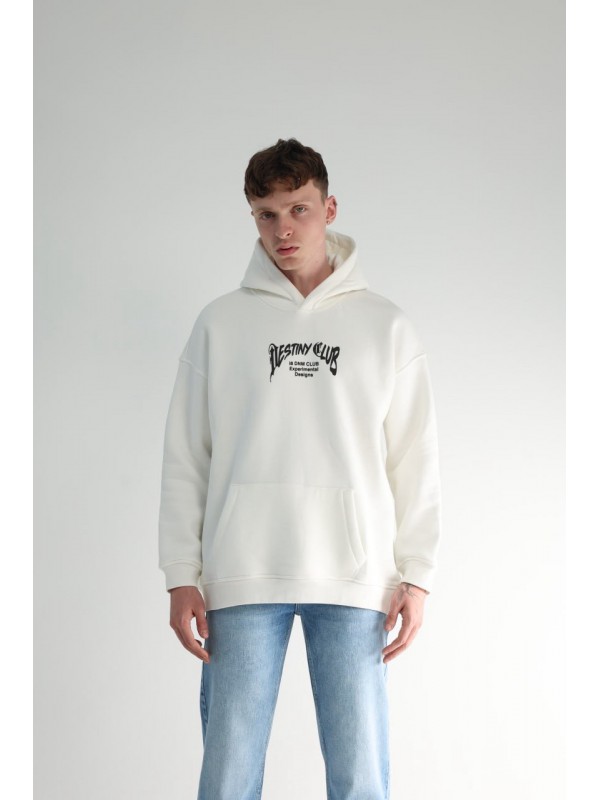 Life Style Butiken Ανδρική Μακρυμάνικη Φούτερ με κουκούλα Oversized LS190504 Λευκό