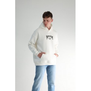 Life Style Butiken Ανδρική Μακρυμάνικη Φούτερ με κουκούλα Oversized LS190504 Λευκό