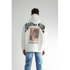 Life Style Butiken Ανδρική Μακρυμάνικη Φούτερ με κουκούλα Oversized LS190504 Λευκό