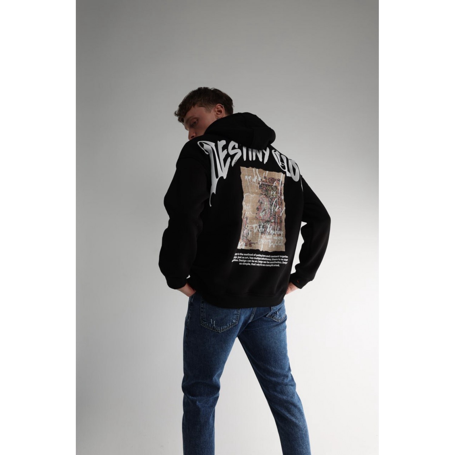 Life Style Butiken Ανδρική Μακρυμάνικη Φούτερ με κουκούλα Oversized LS190504 Black