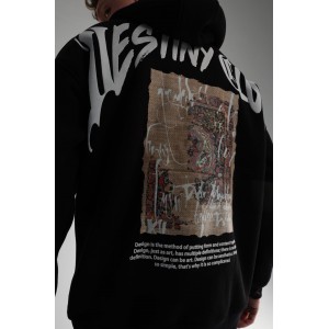 Life Style Butiken Ανδρική Μακρυμάνικη Φούτερ με κουκούλα Oversized LS190504 Black