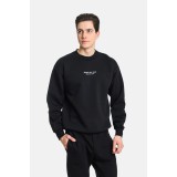 Life Style Butiken  Ανδρική Μακρυμάνικη Μπλούζα Φούτερ Oversize με Στρόγγυλη Λαιμόκοψη LS12481059 Black 2