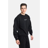 Life Style Butiken  Ανδρική Μακρυμάνικη Μπλούζα Φούτερ Oversize με Στρόγγυλη Λαιμόκοψη LS12481059 Black 3