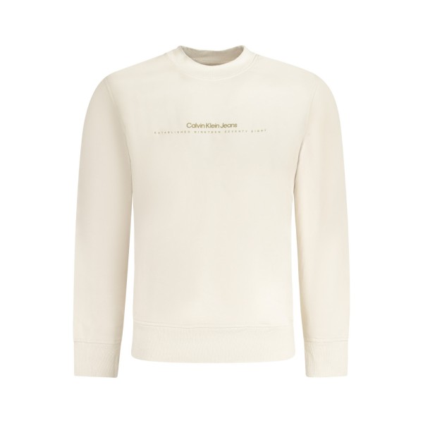 CALVIN KLEIN Ανδρική Μακρυμάνικη Μπλούζα Φούτερ Με Στρογγυλή Λαιμόκοψη J30J327119_BEPDH Εκρού