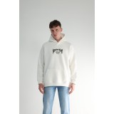 Life Style Butiken Ανδρική Μακρυμάνικη Φούτερ με κουκούλα Oversized LS190504 Λευκό 1