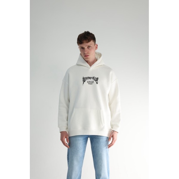 Life Style Butiken Ανδρική Μακρυμάνικη Φούτερ με κουκούλα Oversized LS190504 Λευκό