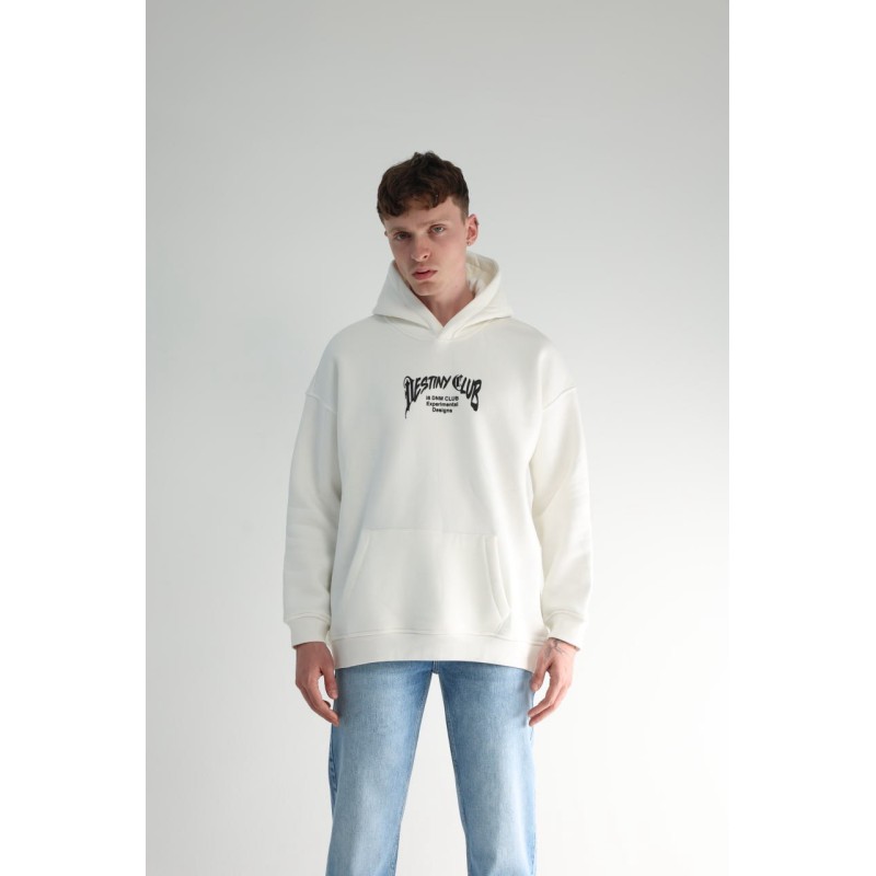Life Style Butiken Ανδρική Μακρυμάνικη Φούτερ με κουκούλα Oversized LS190504 Λευκό Ανδρικά