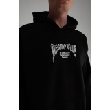 Life Style Butiken Ανδρική Μακρυμάνικη Φούτερ με κουκούλα Oversized LS190504 Black 2