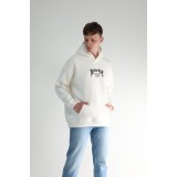 Life Style Butiken Ανδρική Μακρυμάνικη Φούτερ με κουκούλα Oversized LS190504 Λευκό 3
