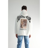 Life Style Butiken Ανδρική Μακρυμάνικη Φούτερ με κουκούλα Oversized LS190504 Λευκό 4