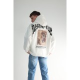 Life Style Butiken Ανδρική Μακρυμάνικη Φούτερ με κουκούλα Oversized LS190504 Λευκό 5