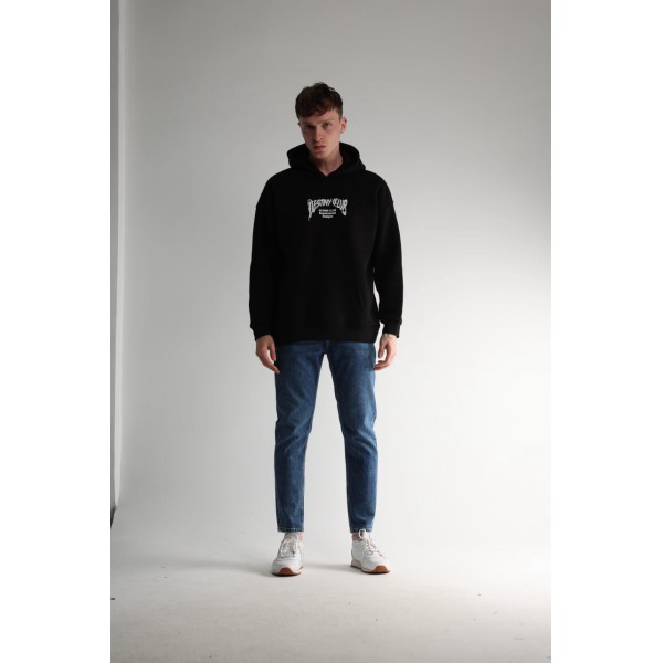 Life Style Butiken Ανδρική Μακρυμάνικη Φούτερ με κουκούλα Oversized LS190504 Black