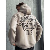 Life Style Butiken Ανδρική Μακρυμάνικη Φούτερ με κουκούλα Oversized LS190071 Μπέζ 3