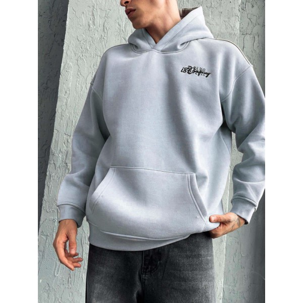 Life Style Butiken Ανδρική Μακρυμάνικη Φούτερ με κουκούλα Oversized LS190071 Γκρι