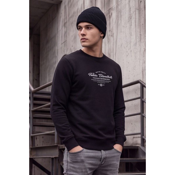 Life Style Butiken Ανδρική μακρυμάνικη φούτερ LS12681051 BLACK