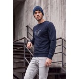 Life Style Butiken Ανδρική μακρυμάνικη φούτερ LS12681051 NAVY 6