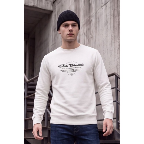 Life Style Butiken Ανδρική μακρυμάνικη φούτερ LS12681051 OFF WHITE