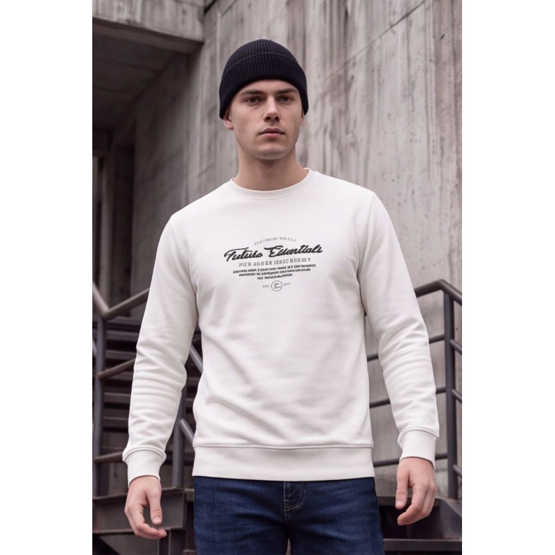 Life Style Butiken Ανδρική μακρυμάνικη φούτερ LS12681051 OFF WHITE Ανδρικά