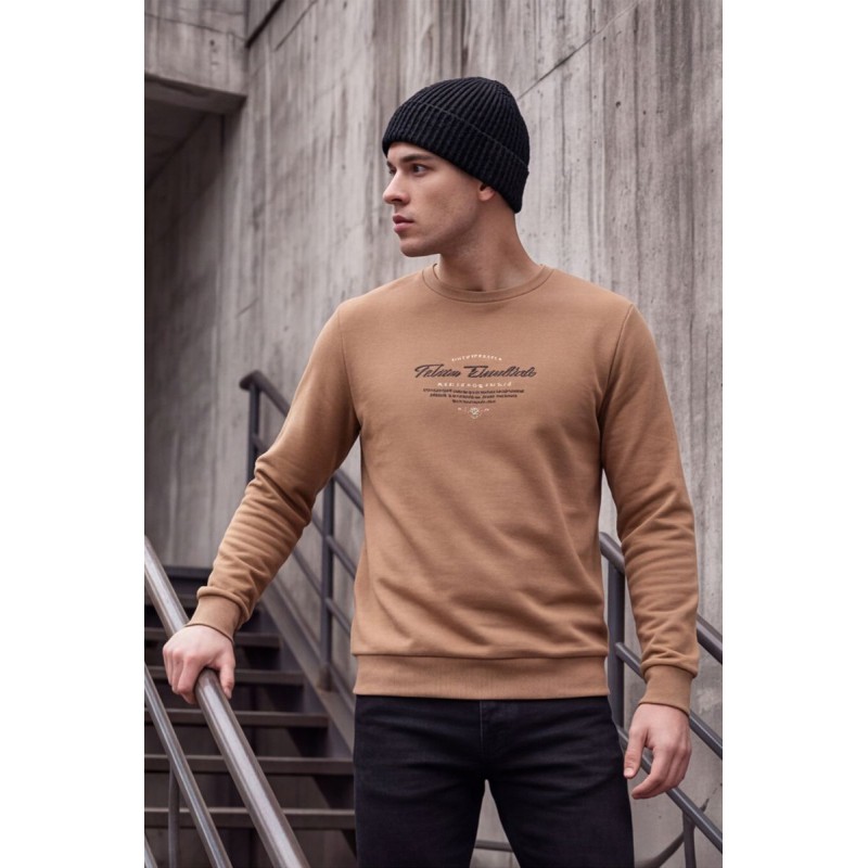Life Style Butiken Ανδρική μακρυμάνικη φούτερ LS12681051 BEIGE Ανδρικά