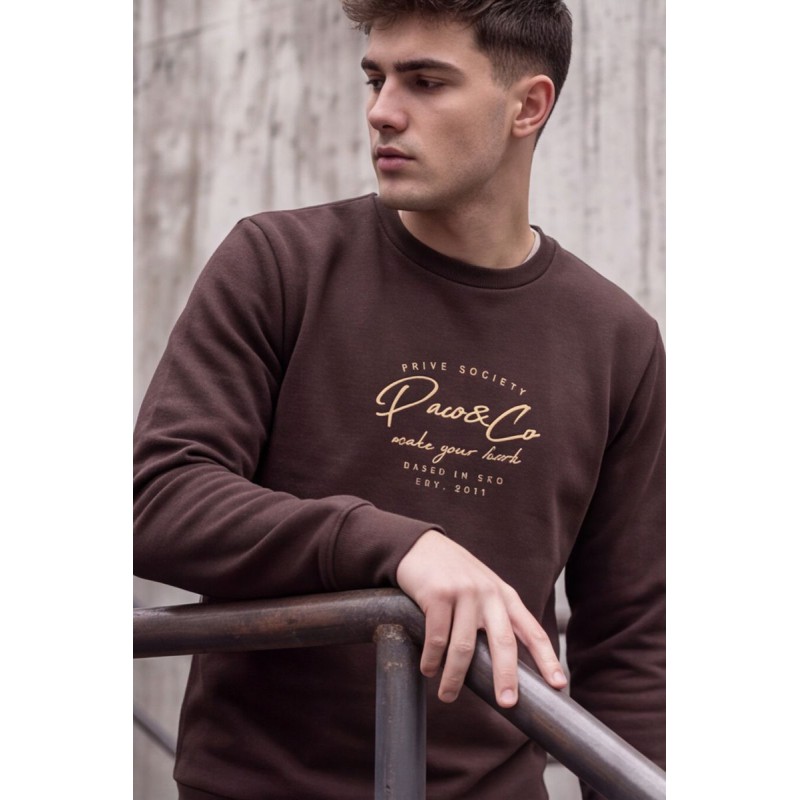 Life Style Butiken Ανδρική Μπλούζα Φούτερ χωρίς Κουκούλα LS12681052 Καφέ (Seal Brown) Ανδρικά