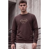 Life Style Butiken Ανδρική Μπλούζα Φούτερ χωρίς Κουκούλα LS12681052 Καφέ (Seal Brown) 2
