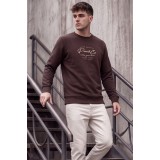 Life Style Butiken Ανδρική Μπλούζα Φούτερ χωρίς Κουκούλα LS12681052 Καφέ (Seal Brown) 5