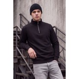 Life Style Butiken Ανδρικό Βαμβακερό Φούτερ Half-Zip με Όρθιο Γιακά και Τσέπες LS12681059 BLACK 1