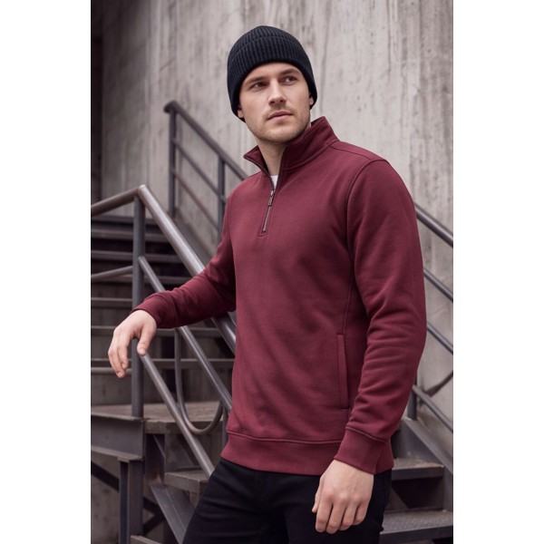 Life Style Butiken Ανδρικό Βαμβακερό Φούτερ Half-Zip με Όρθιο Γιακά και Τσέπες LS12681059 Bordeaux