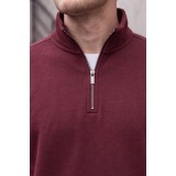 Life Style Butiken Ανδρικό Βαμβακερό Φούτερ Half-Zip με Όρθιο Γιακά και Τσέπες LS12681059 Bordeaux 6