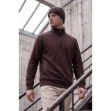 Life Style Butiken Ανδρικό Βαμβακερό Φούτερ Half-Zip με Όρθιο Γιακά και Τσέπες LS12681059 BROWN 3