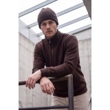 Life Style Butiken Ανδρικό Βαμβακερό Φούτερ Half-Zip με Όρθιο Γιακά και Τσέπες LS12681059 BROWN 2
