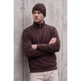 Life Style Butiken Ανδρικό Βαμβακερό Φούτερ Half-Zip με Όρθιο Γιακά και Τσέπες LS12681059 BROWN 1
