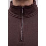 Life Style Butiken Ανδρικό Βαμβακερό Φούτερ Half-Zip με Όρθιο Γιακά και Τσέπες LS12681059 BROWN 6