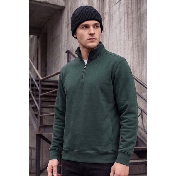 Life Style Butiken Ανδρικό Βαμβακερό Φούτερ Half-Zip με Όρθιο Γιακά και Τσέπες LS12681059 FOREST