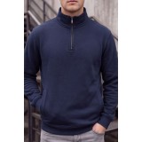Life Style Butiken Ανδρικό Βαμβακερό Φούτερ Half-Zip με Όρθιο Γιακά και Τσέπες LS12681059 NAVY 5