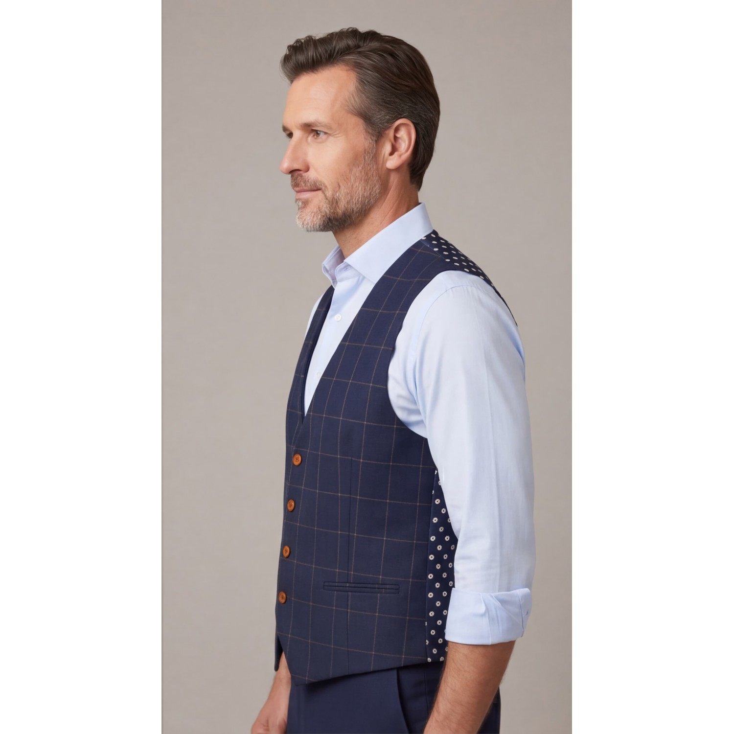 Life Style Butiken Ανδρικό Γιλέκο Καρό LS143567 NAVY Με Καφέ Διχρωμίες Ανδρικά