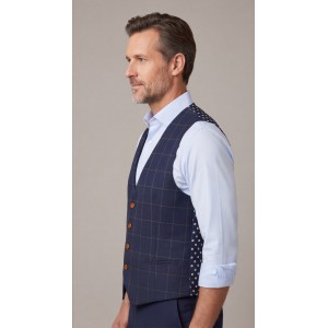 Life Style Butiken Ανδρικό Γιλέκο Καρό LS143567 NAVY Με Καφέ Διχρωμίες Ανδρικά