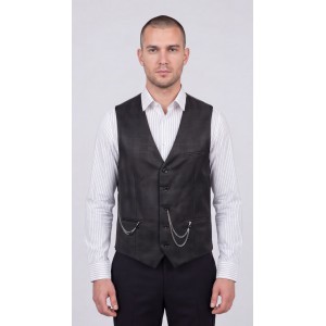 Life Style Butiken Ανδρικό Γιλέκο Καρό Με Αλυσίδα LS1976 BLACK Ανδρικά