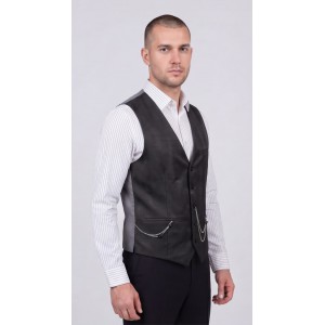 Life Style Butiken Ανδρικό Γιλέκο Καρό Με Αλυσίδα LS1976 BLACK Ανδρικά