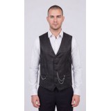 Life Style Butiken Ανδρικό Γιλέκο Καρό Με Αλυσίδα LS1976 BLACK 1