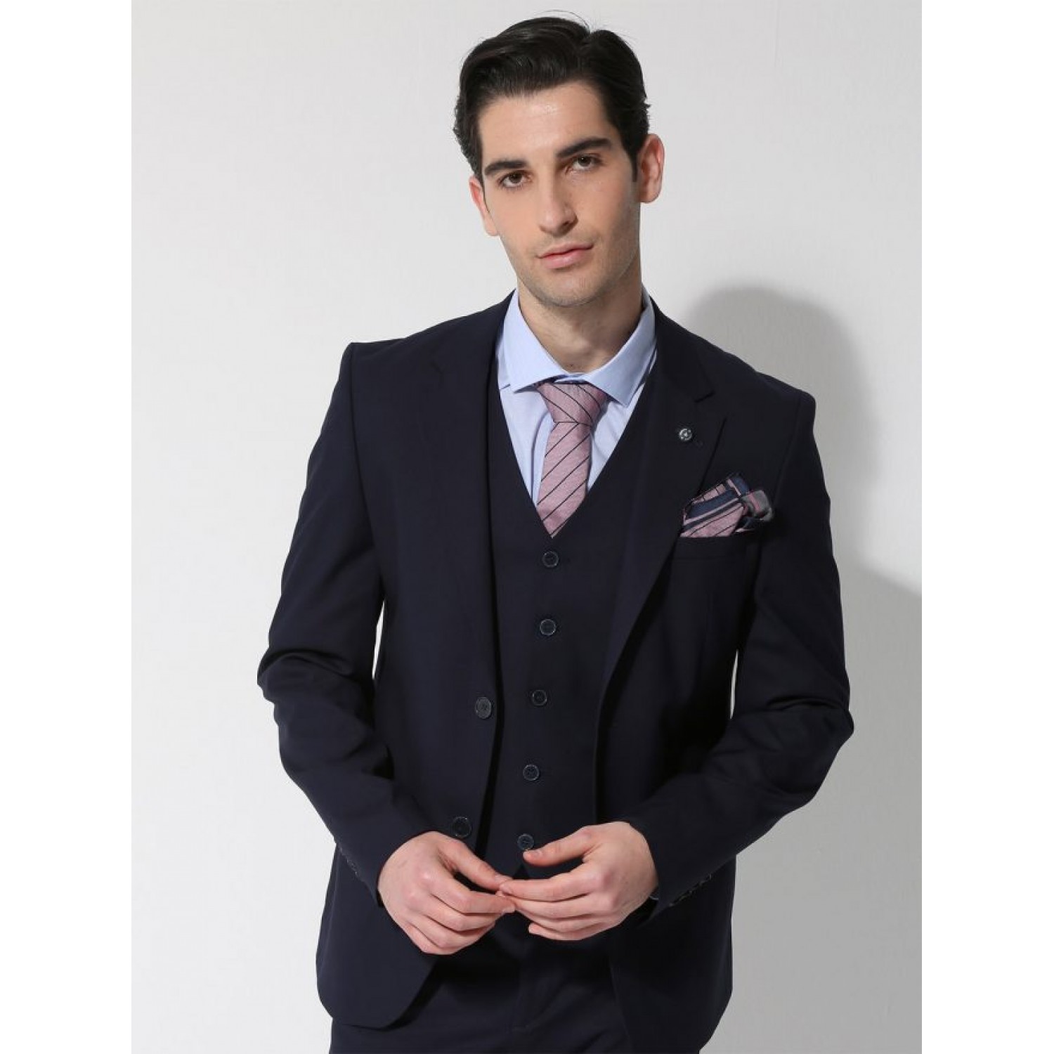 TRESOR Κοστούμι Με Γιλέκο ITALO 1699 Navy