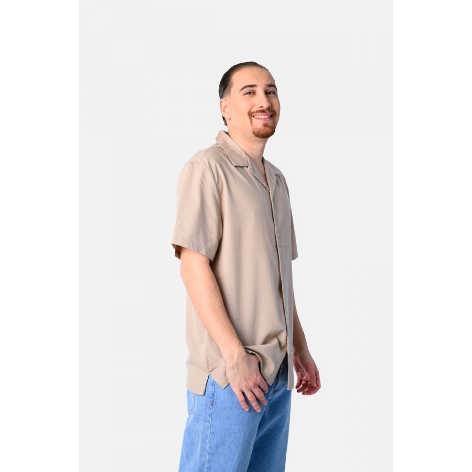 Life Style Butiken Σετ Λινό παντελόνι με πουκάμισο LS12548524 Μπεζ