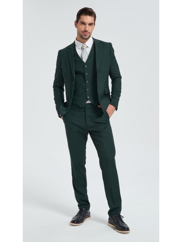 Life Style Butiken Ανδρικό κοστούμι με γιλέκο slim fit LS1032 GREEN