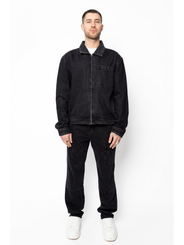 Life Style Butiken Σετ Jean παντελόνι με Jean jacket LS149631 Black
