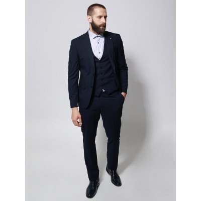 Life Style Butiken Ανδρικό κοστούμι με γιλέκο LS133-1699 Navy