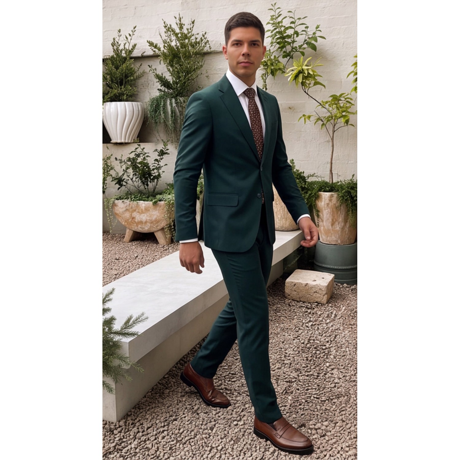 Life Style Butiken Ανδρικό κοστούμι Two-Pieces slim fit LS11020 GREEN Κοστούμια